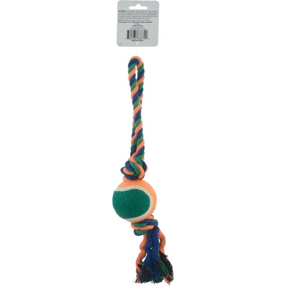 HP🎉Bow Wow Pals NEW DOG TOY Classic Rope Tug w/Ball Two Knot RUN ~ JUMP ~ FETCH - Picture 3 of 9